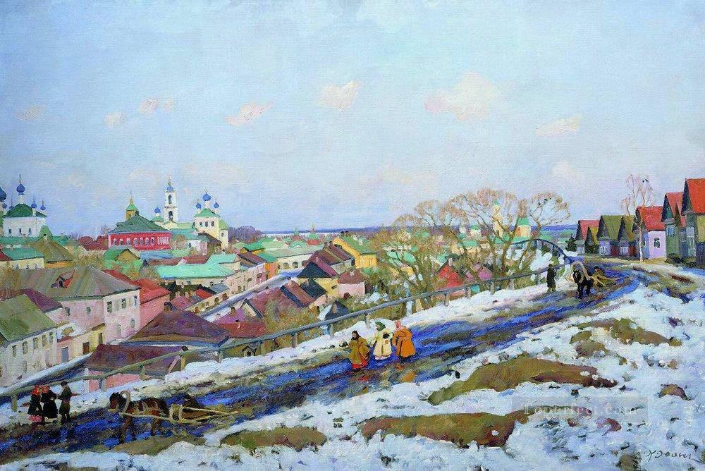 en la provincia de Torjok, gobernación de tver, 1914, Konstantin Yuon, paisaje nevado Pintura al óleo